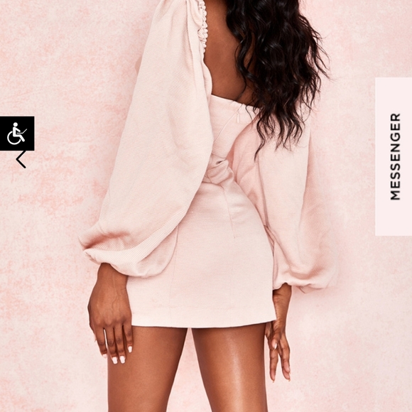 NWT House of CB Dress Medium Aliyah Puff Sleeve - Picture 5 of 14